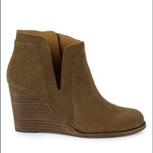 Lucky Brand Yabba wedge suede booties olive SZ 7.5